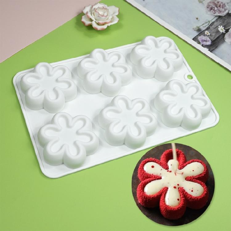 6-cavity Six Petals Flower Silicone Mold Mousse Cake Decorating Baking Tool