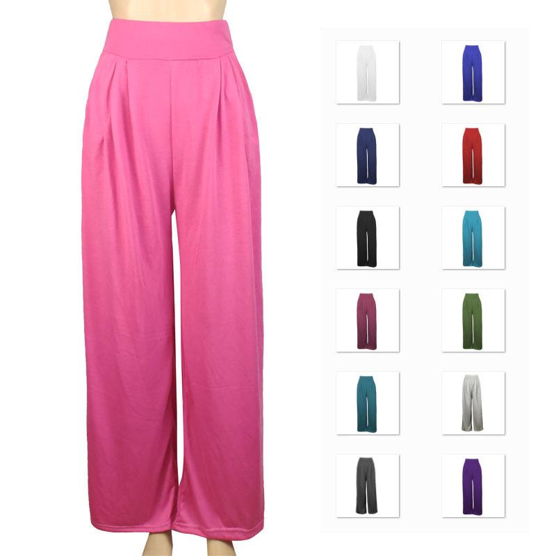 Women Knit Flared Pants High Waist Wide Leg Long Trousers Casual Bell Bottom Pants