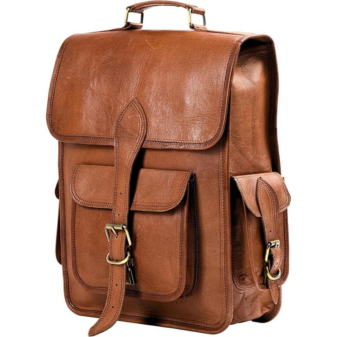 

Рюкзак из козьей кожи ручной работы: Дорожный рюкзак для ноутбука 18 x 14 x 6 in