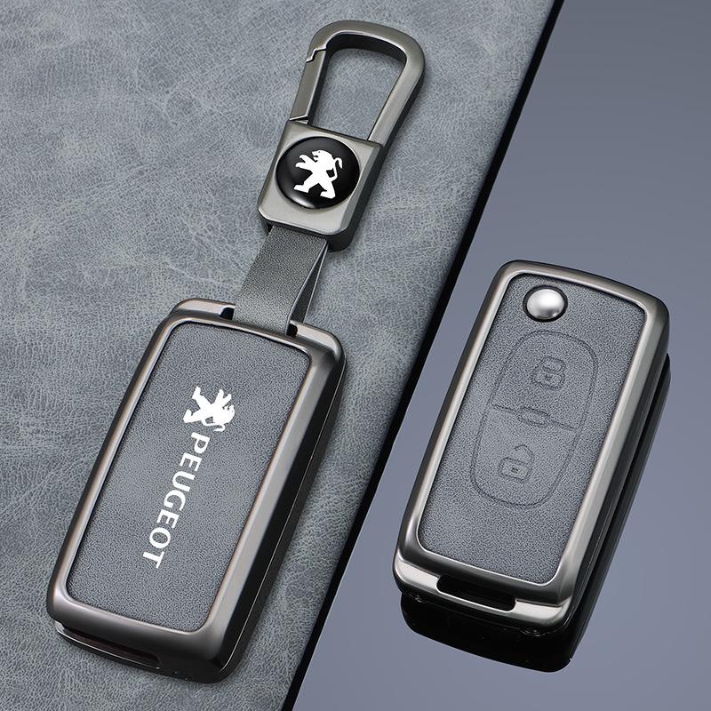 Leder Schlüsseletui für Dongfeng Peugeot 408/308/3008/4008/2008/5008 Metallmodelle