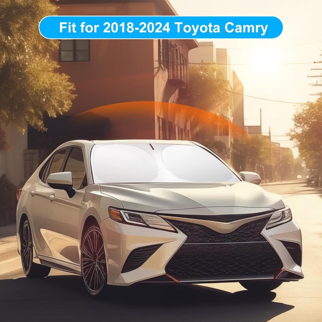 Car Windshield Sun Shade Compatible with 2024 2023 2022 2021 2020 2019 2018 Camry LE XLE Hybrid SE XSE Sedan Accessories 2024 Upgrade Foldable