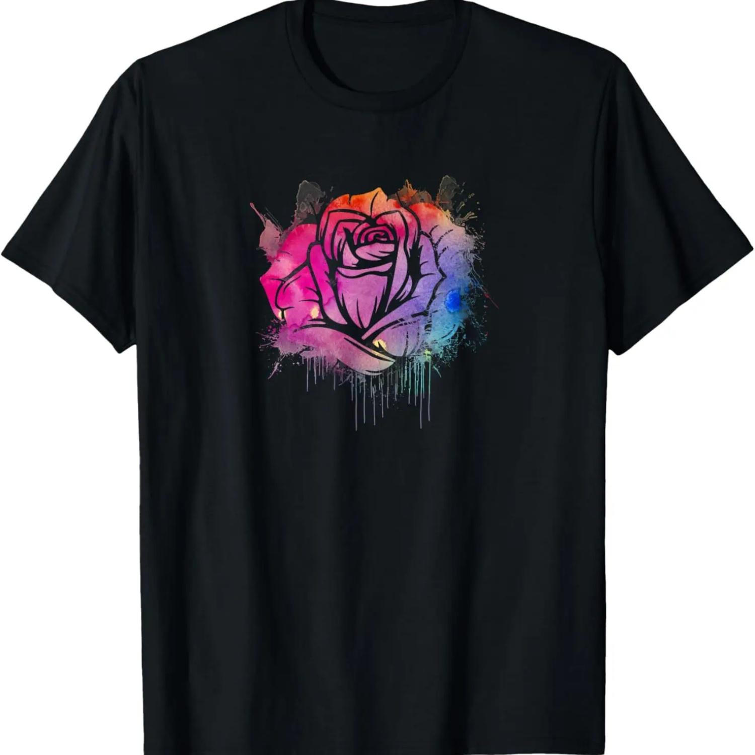 Water Color Rose Art - Garden Gardener Botanist Flowers Rose T-Shirt S чёрный