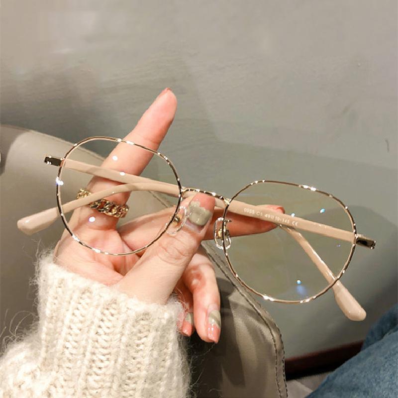 Simple Women Anti-blue Glasses Metal Frame Polygonal Eyeglasses Fashion Female Glasses