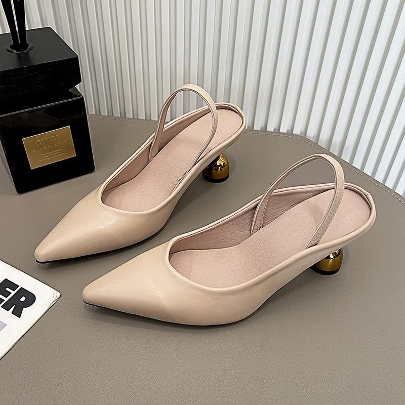 French high-end temperament sandals 22 beautiful new one-word bag head with skirt high-heeled single shoes