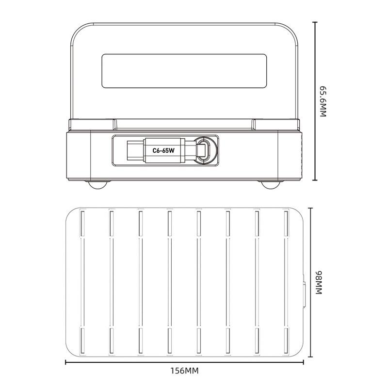 288W High-Power GaN Desktop Charging Station 8 Ports USB Multi-Port Charger with Retractable Cable for Mobile Phones & Computers