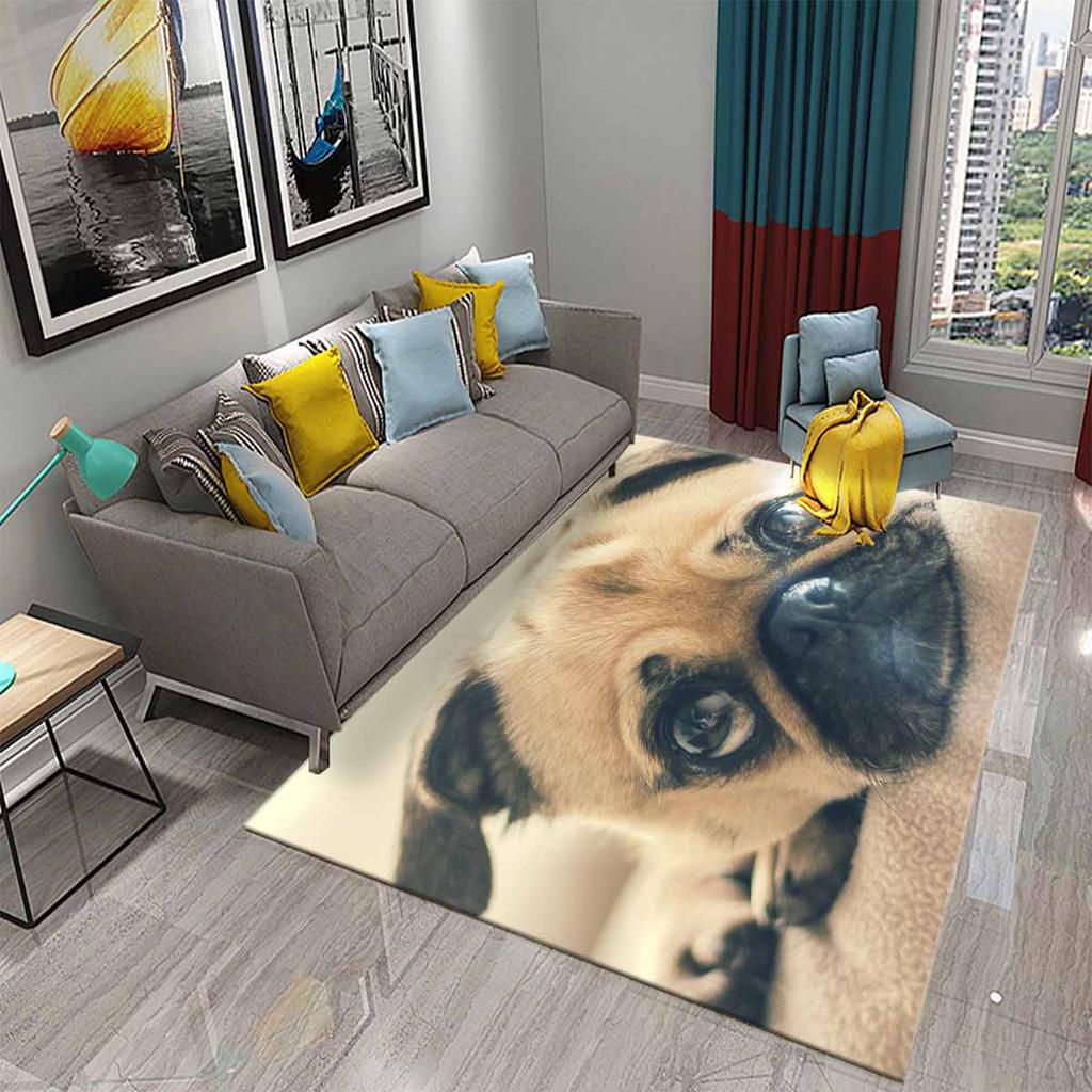 Lovely Pug Dog Water Absorption Anti-Slip Door Mat Cartoon Cute Animal Carpets Bedroom Rugs Decorative Stair Mats Home Decor