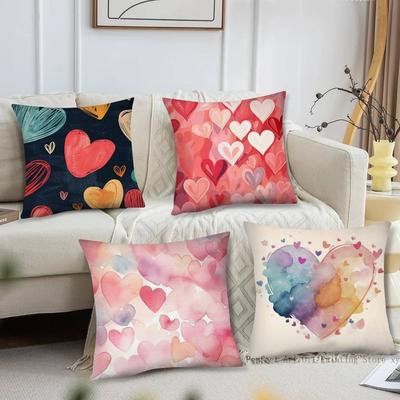Valentines Day Love Heart Pillow Case Fashion Square Pillowcase Bedroom Sofa Room Ins Decoration Leisure