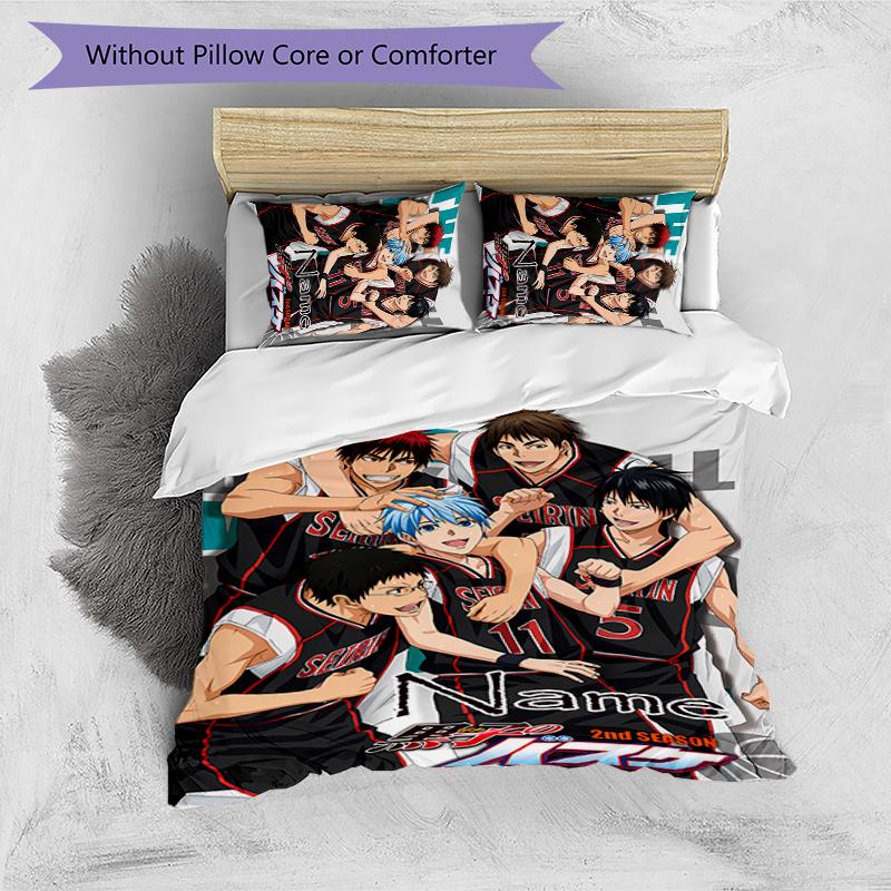 3pcs Custom Name Cartoon Kuroko's Basketball Bedding Set Duvet Cover Closure Includes 1 Duvet Cover & 2 Pillowcases for All Seasons Bedroom Decor