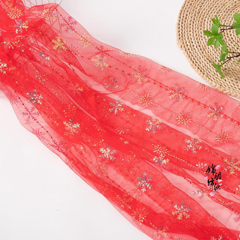 Fantasy Snowflake Sequin Embroidery Mesh Fabric for Children's Tutu Skirts