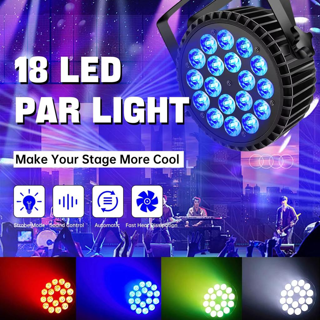 AluminumAlloy LED Par 18x12W RGBW StageLights 4in1 LED Lighting DMX512 Disco Light Professional Stage Dj Equipment Fast Shipping