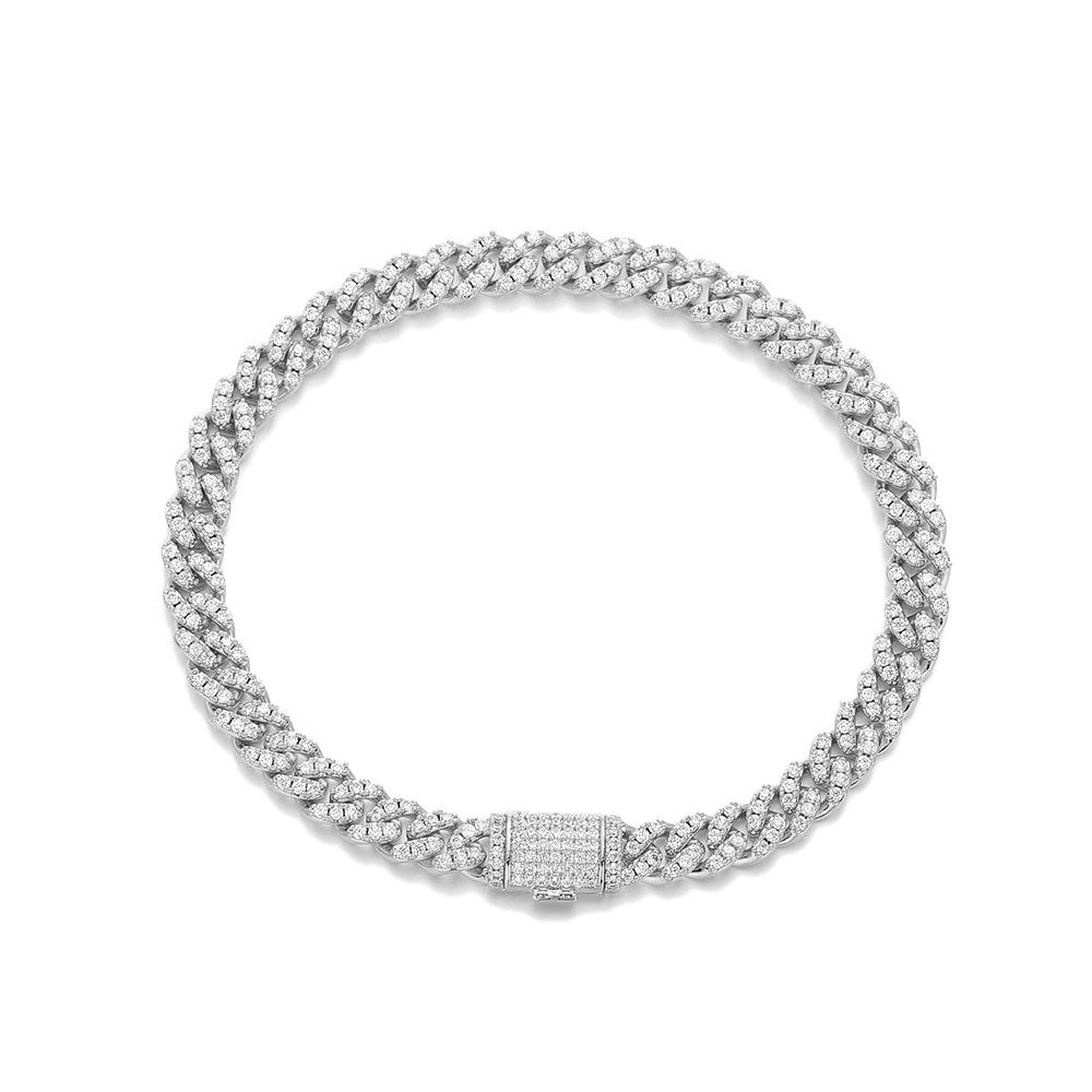 

Geometric Rhombus 1mm Single Row Cuban Chain Necklace Hip Hop Personality Full Diamond Bracelet 1111 Autumn Trend Accessories Bracelet 7inch (length about 18cm)