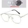 Double Beam Anti Blue Light Square Prescription Glasses For The Nearsighted Vintage Metal Myopia Spectacles -0.5 -0.75 To -6.0