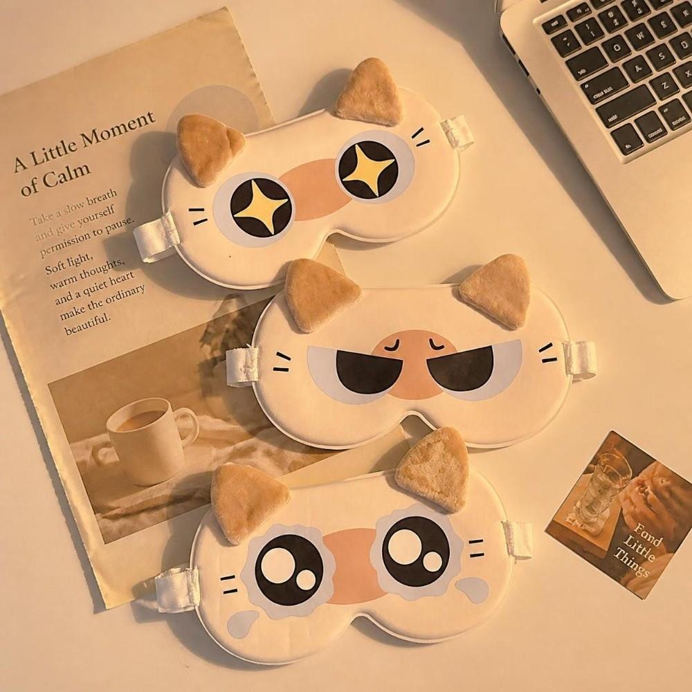 Contoured Cat Eye Sleeping Mask Ice Silk Eye Cover New 3D Sleep Mask Travel