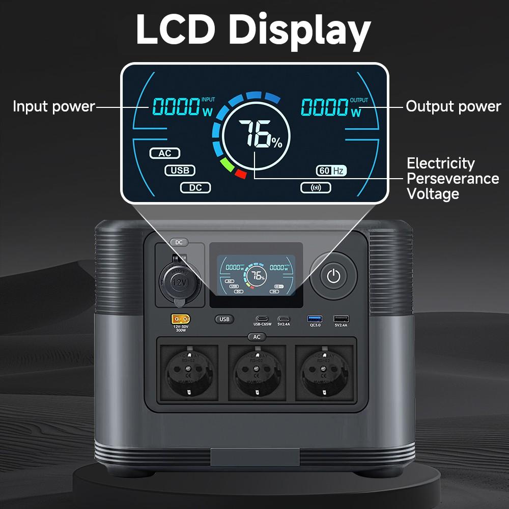 1200W Portable Power Station Solar Generator 1008Wh Lifepo4 Battery Home Backup Outdoor Camping Mobile Power EU Local Shipping