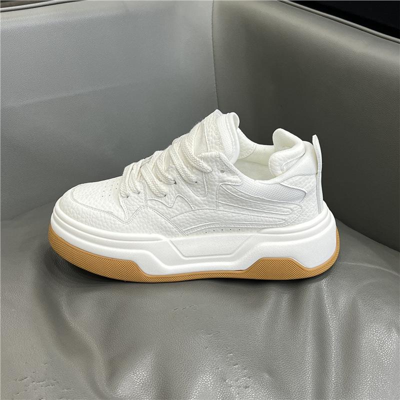 

New thick baseplate shoes low top leather breathable youth sports and leisure shoes 38