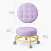 Round Shape Sliding Wheel Stool Universal Wheel Contrasting Color Small Stool Solid Frame Padded Seat Shoe Changing Stool