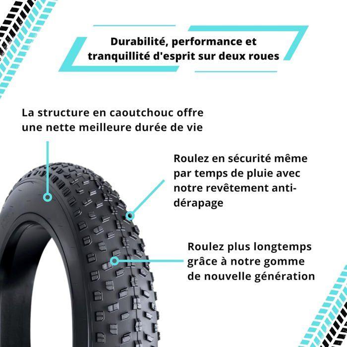 2x Pneus Fatbike 20x4 Résistants + Chambres à Air Incluses pour VTT, Vélo Électrique et Neige