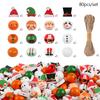 48/80Pcs Christmas Wooden Beads Santa Claus Gingerbread Man Elf DIY Garland Bracelets Xmas Tree Hanging Ornament Home Decoration