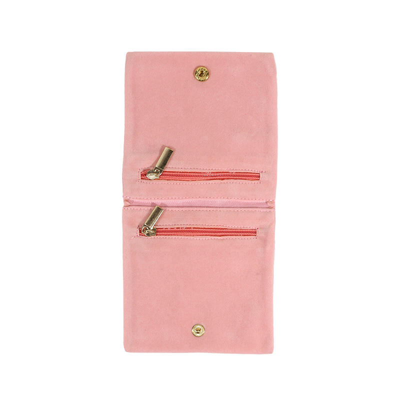 

1PC Portable Soft Lining Jewelry Storage Bag Women Travel Pouch Foldable Design Snap Button Closure Necklace Organizer Bag