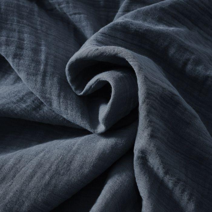 Taie D'oreiller Double Gaze Coton Gaia 80 X 80 Cm Bleu Marine