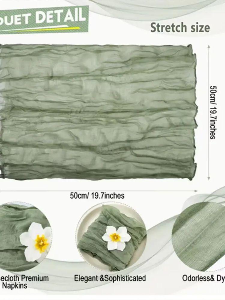 5Pcs Cheese Cloth Napkins 50 x 50cm Sage Green Dinner Napkin Tablecloth with Multipurpose Bulk Suitable for Dinners, Weddings,