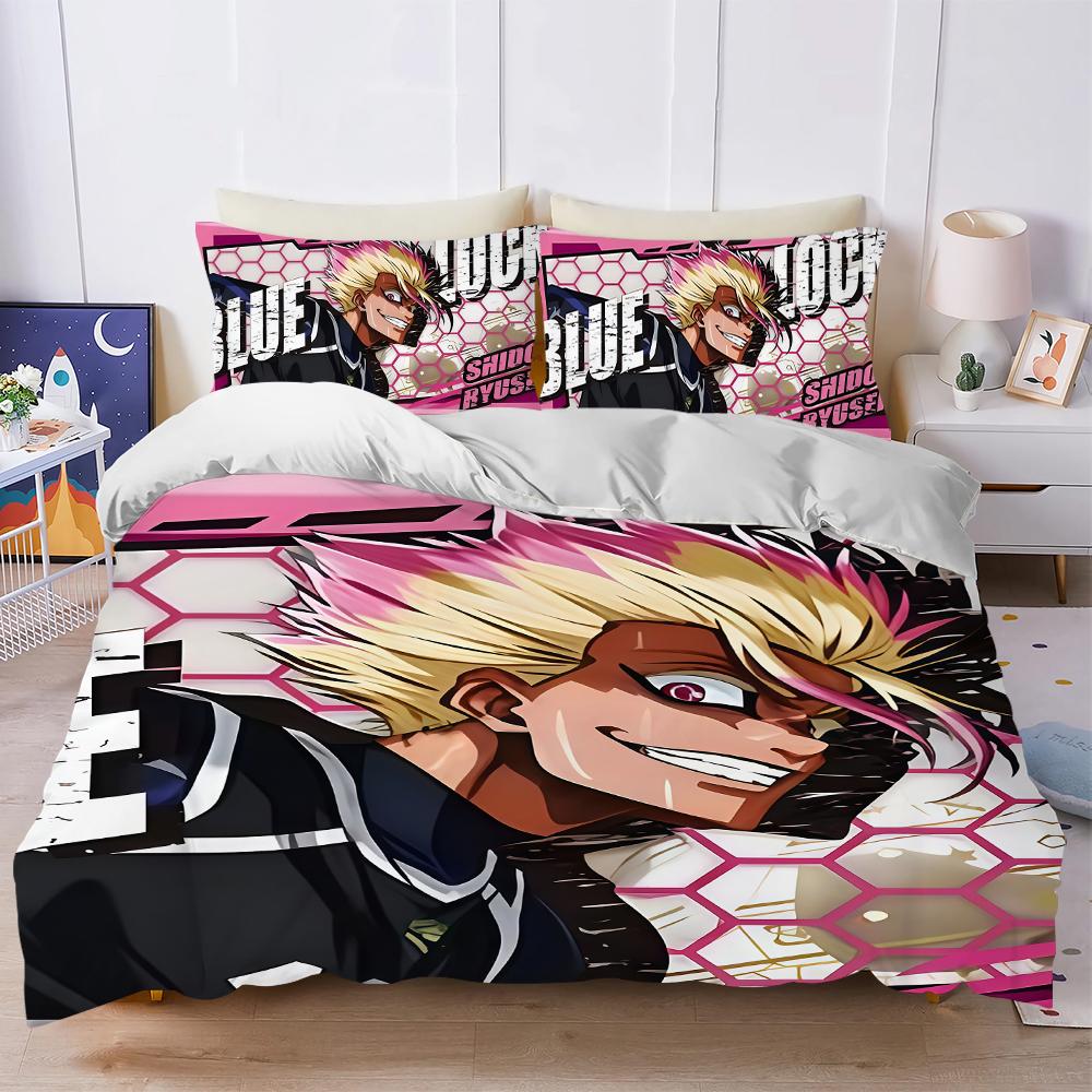 

Blue Lock Nagi Seishiro Duvet Cover Set Soft Wash Bed 3 Piece Summer Comfortable Student Dormitory Home Baby Bedding Best seller (135x200cm)