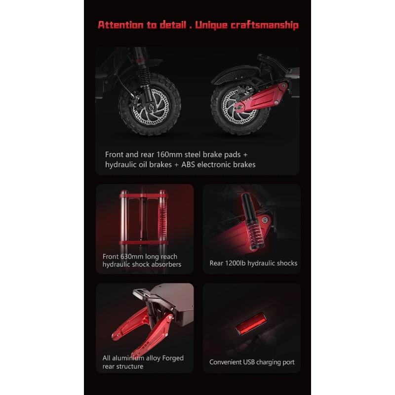 BOYUEDA S5 E-Scooter 6000W Dual Motor 60V38Ah NFC Activation Electric Scooter 11"off-road Tire Intelligent APP Control EScooters