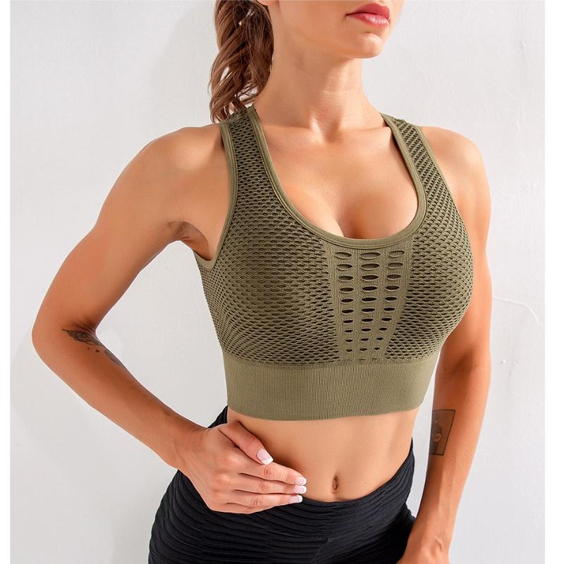Yaz Hollow Out Dikişsiz Spor Sütyeni Yoga Üstü Kadın Giyim Düz Rahat Yoga Atlet Üstleri Kadın Koşu Fitness İç Çamaşırı Yoga Yeleği Bayan 24413