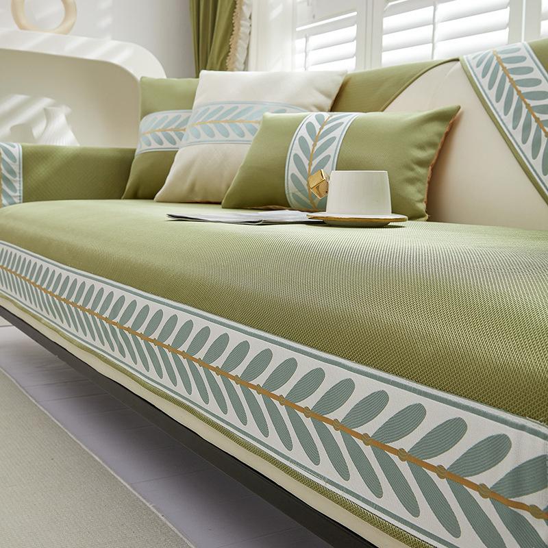 Ice Silk Sofa Cushion, Summer Mat, Seat Cushion, Advanced Sense, Light Luxury, Simple Modern Leather, Full Cover Cloth Towel, Cross-Border