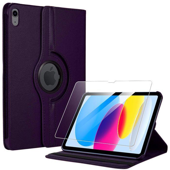 Coque de Protection - BOOLING - iPad A16 (11") - Etui Rotatif Violet - Verre Trempé - Similicuir