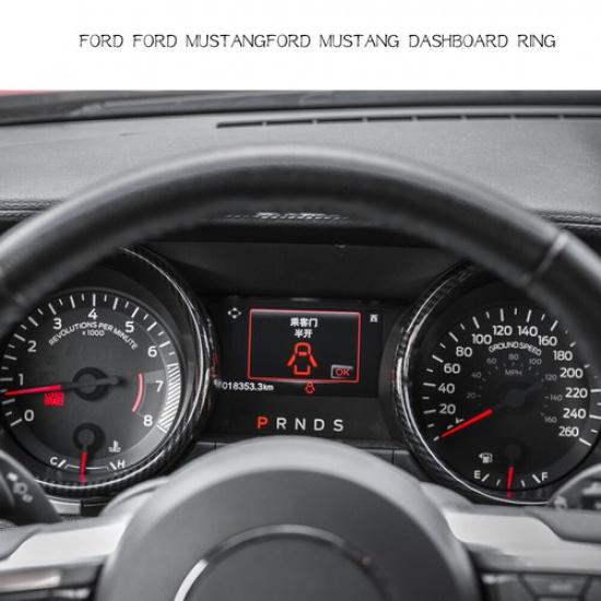 2X Dashboard Panel Frame Trim Ring Decor Cover For Ford Mustang 15+ Carbon Fiber