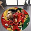 Portugal Nationalfußballstar Collage Druck Runder Teppich Nicht-Rutschfeste Runde Fußmatte Sportfan Heimdekoration für Wohnzimmer Schlafzimmer Spielzimmer