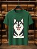 2026 New 100 Cotton Tshirt Happy Smiling Husky Pet Dog Illustration Graphic Tees Fashion Short Sleeve