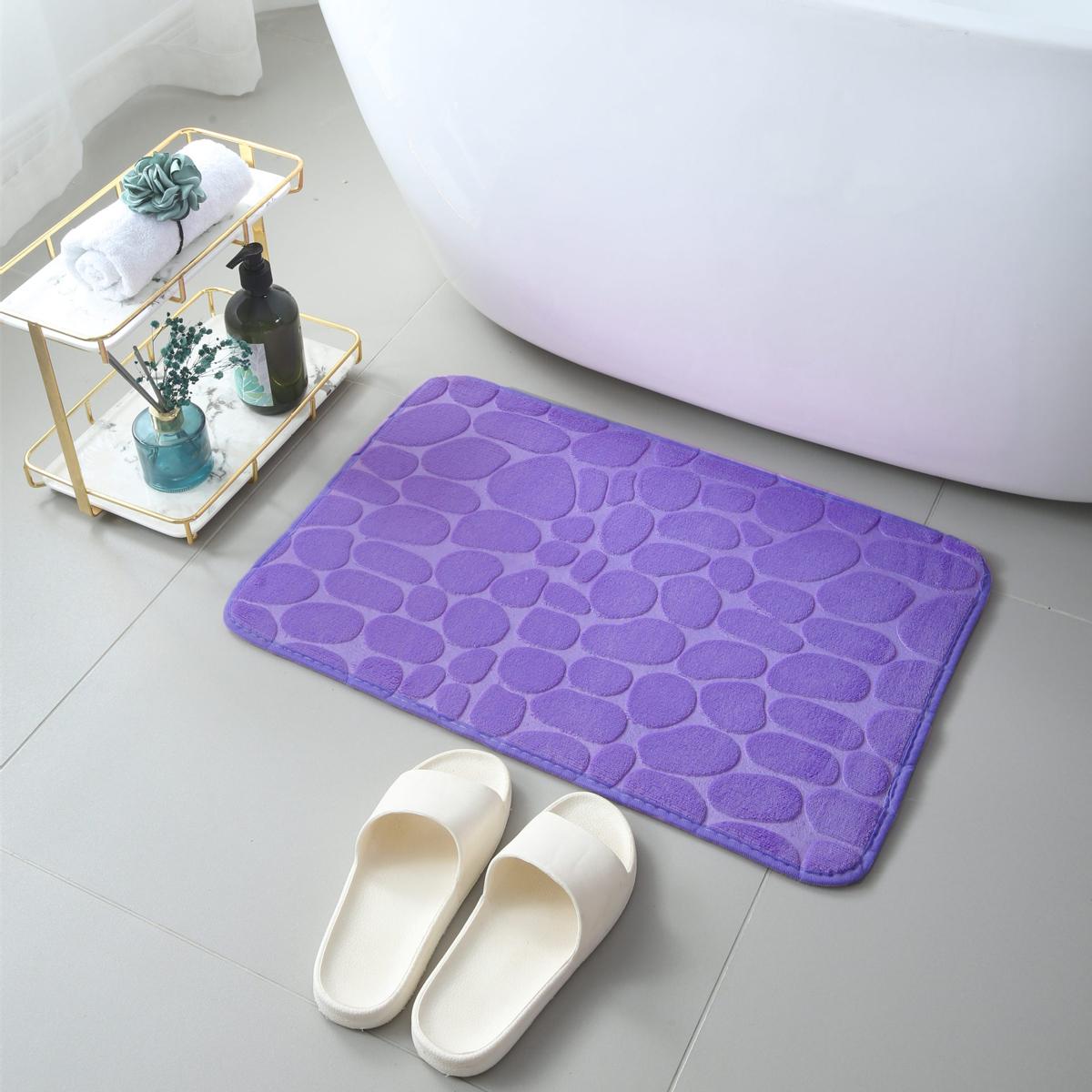 

1pc- Cobblestone embossed solid color door mat Toilet bathroom absorbent floor mat carpet 400MMx600MM фіолетовий