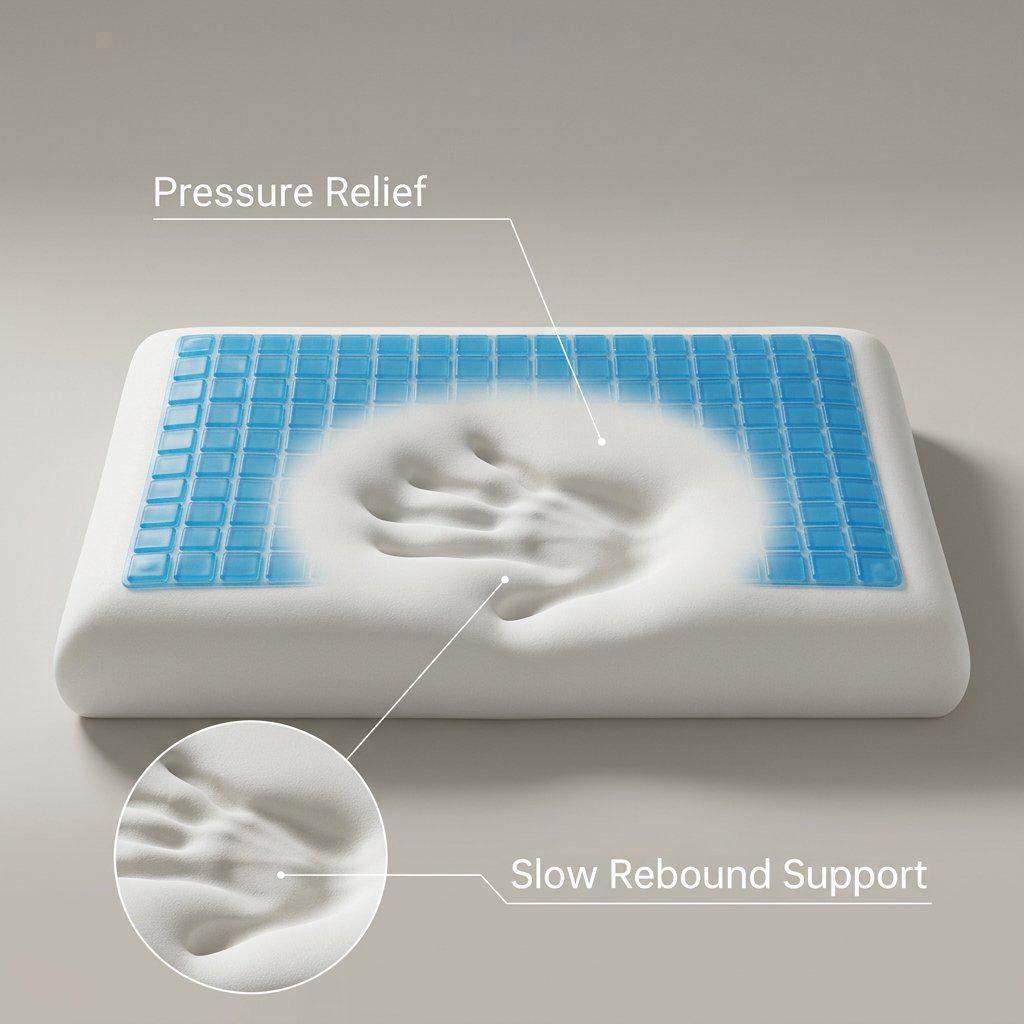 Cool Gel Memory Foam Cervical Neck Pillow