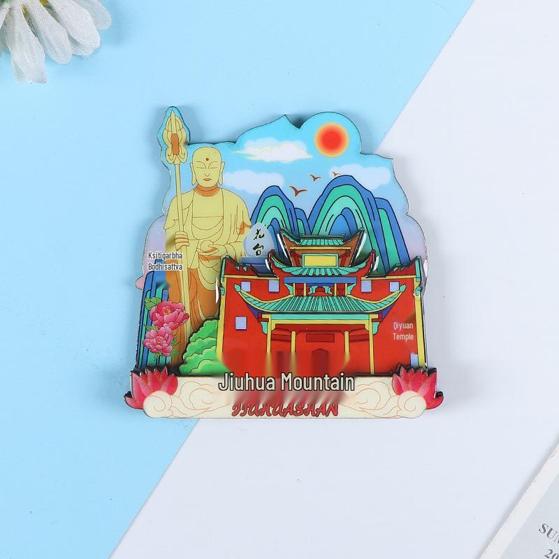 National City Scenic Cartoon Holz-Epoxid-Kühlschrankmagnet