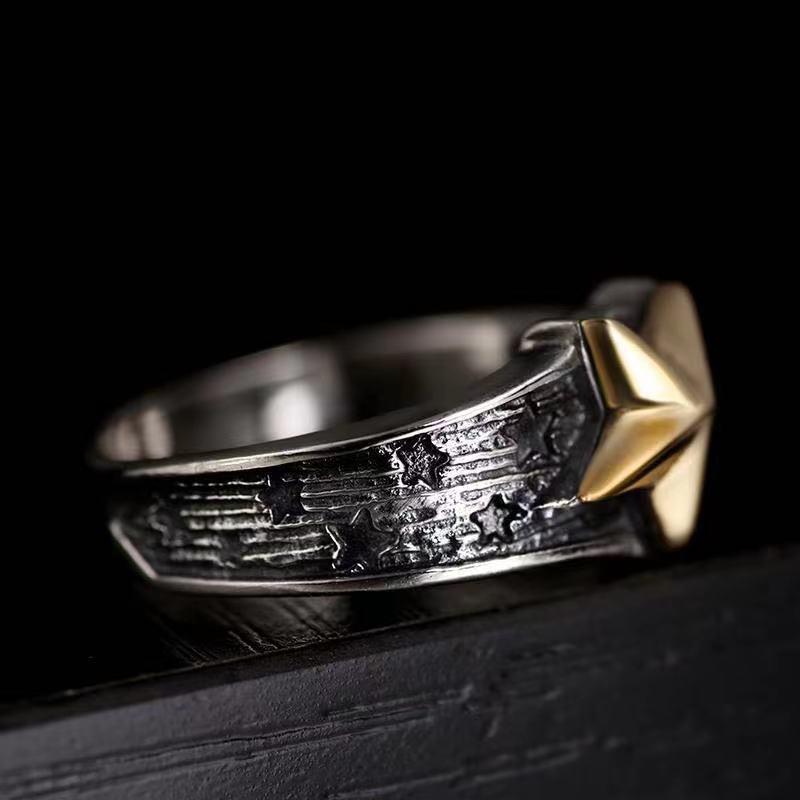 Trendy Men's Star Tail Ring Gold Five-pointed Star Ring