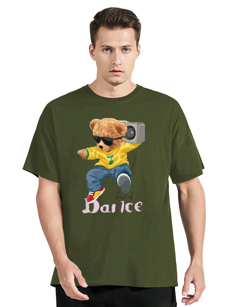 Cool Bear In Rocker Style With Electric Guitar TShirt Hip Hop Rock Cotton Tops Tees Mens Clothing Oversized Tshirt