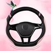 Cxtiy D-Shaped Flat Bottom Steering Wheel Cover For Women Girl - Stylish Car Accessory Non-Slip Car Interior Accessories (Pink)