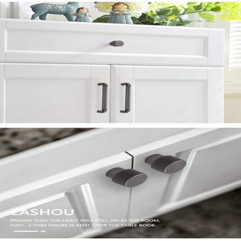 Butoane și Mânere din Aluminiu texturate/striate pentru Dulapuri și Sertare, Butoane pentru Dormitor, Accesorii Gri pentru Dulapuri