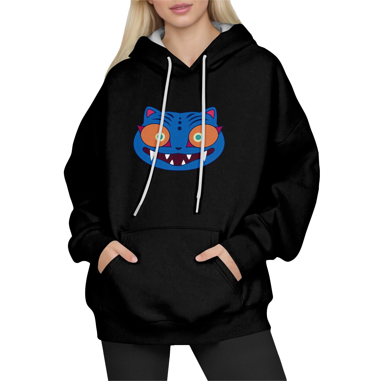 

Women s Fashion Long-Sleeve Pullover Hoodie with Fun Movie-Inspired Prints L чорний