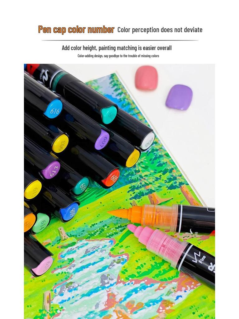 Breite Kollektion 8102 Acryl Doppelspitz-Marker-Set - 168 Farben für DIY-Kunst, Malerei und Graffiti, Stapelbare Pinselstifte