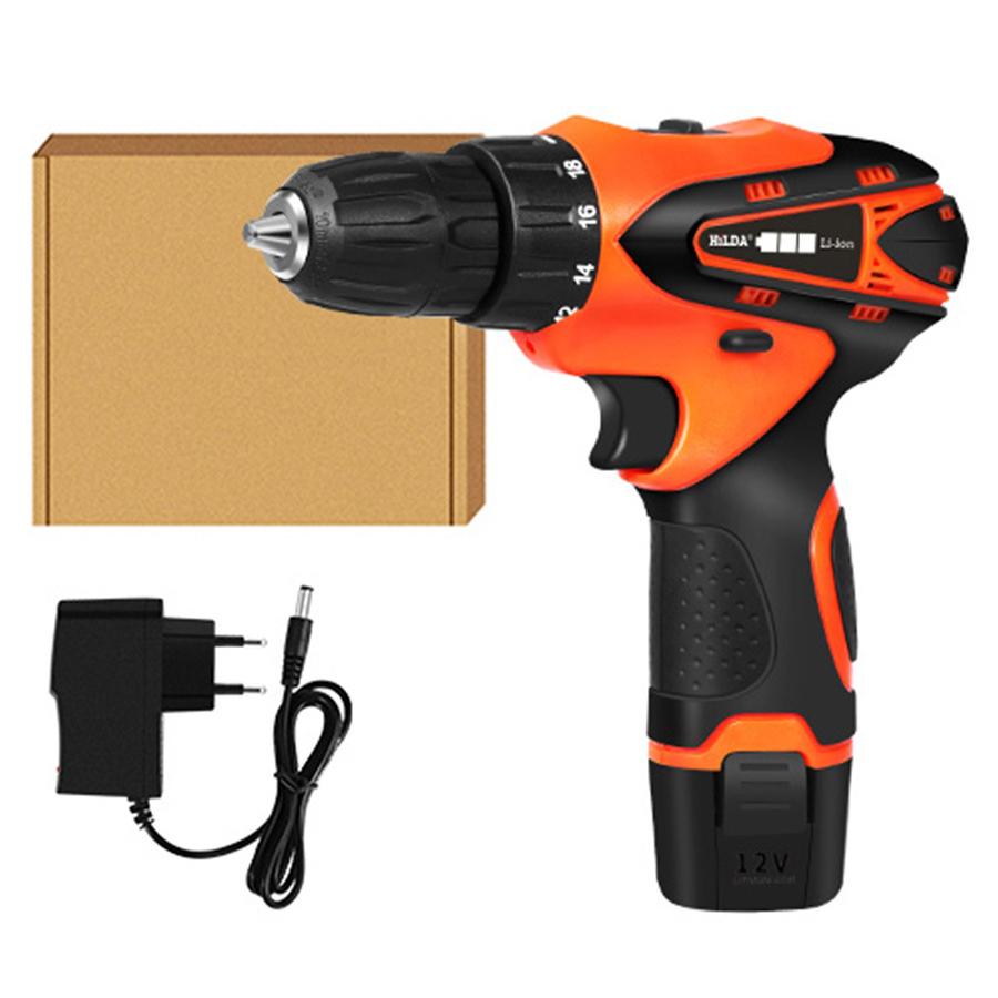 

HILDA Акумуляторний електричний дриль-шуруповерт Перезаряджуваний 12В Міні-дриль Електричний шуруповерт Інструмент, Вилка ЄС Orange