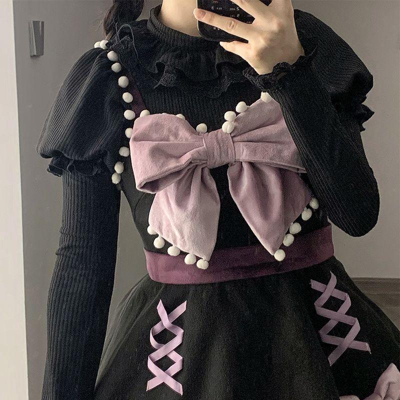 Base Sweater Original Design Pullover Sweet and Versatile Lolita Lace High Elasticity Skin Sleeves Knitted Wear Autumn/Winter Bottom Shirt for Women