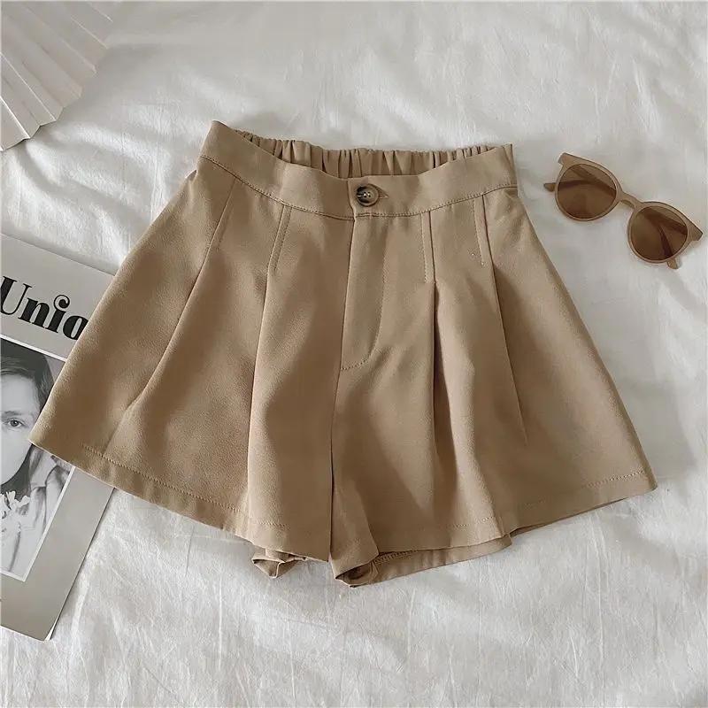 Summer Oversized Pleated Shorts High Waisted A-line Wide Leg Pants Casual Pants