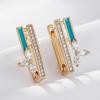 Blue Enamel Full Zircon Square Geometric Earrings for Women Fashion Girls Party Earrings Jewelry