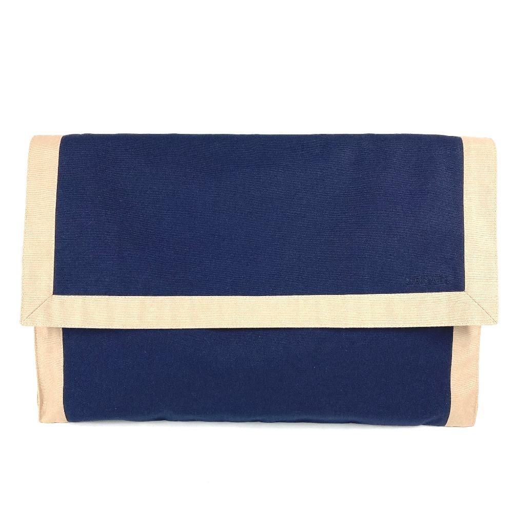 HERMES Tapidocel Big Extra Large Pouch Flap Clutch bag cotton Navy