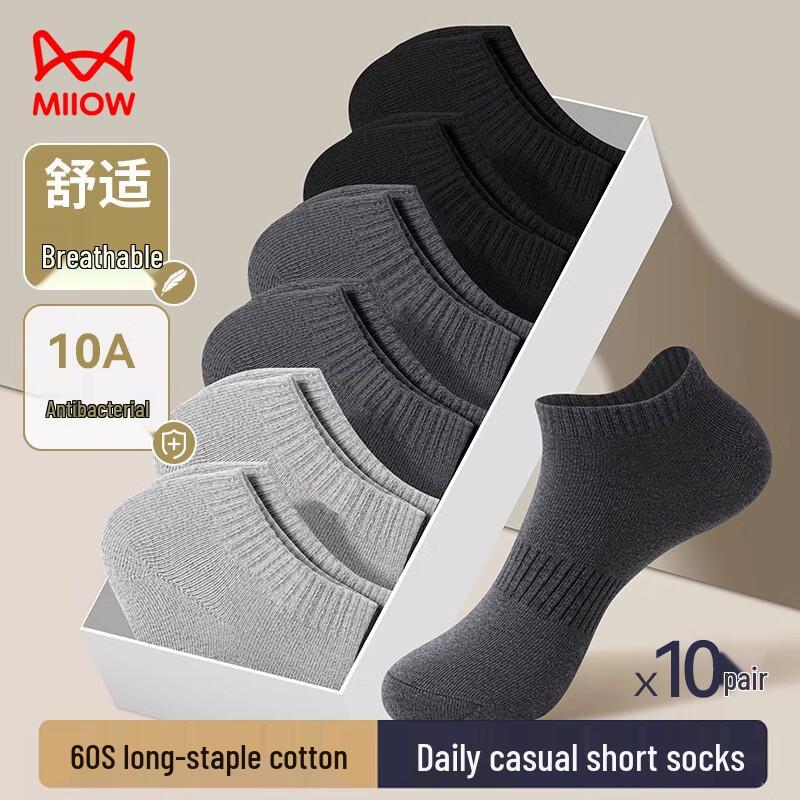 Maoren Men s 10-Pack No-Show Anti-Odor Cotton Socks One Size