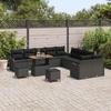 Garden Sofa Set with Cushions and Storage 13 pcs Black