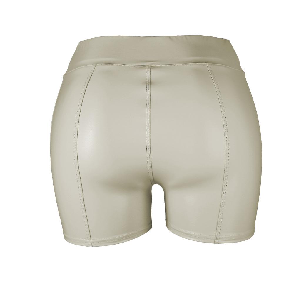 Moda feminina sexy cor pu-couro calças quentes blusas shorts